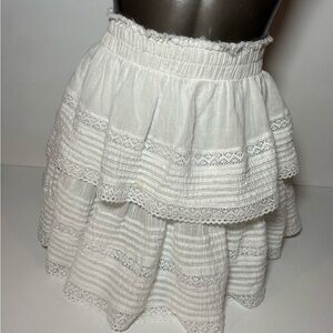 Aerie White Tiered A-Line Skirt size XL